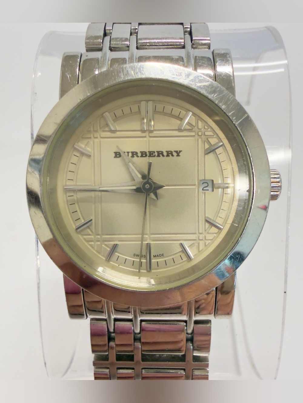 Burberry Heritage BU1351 Women's Silver Stainless Steel Watch - Cream Dial